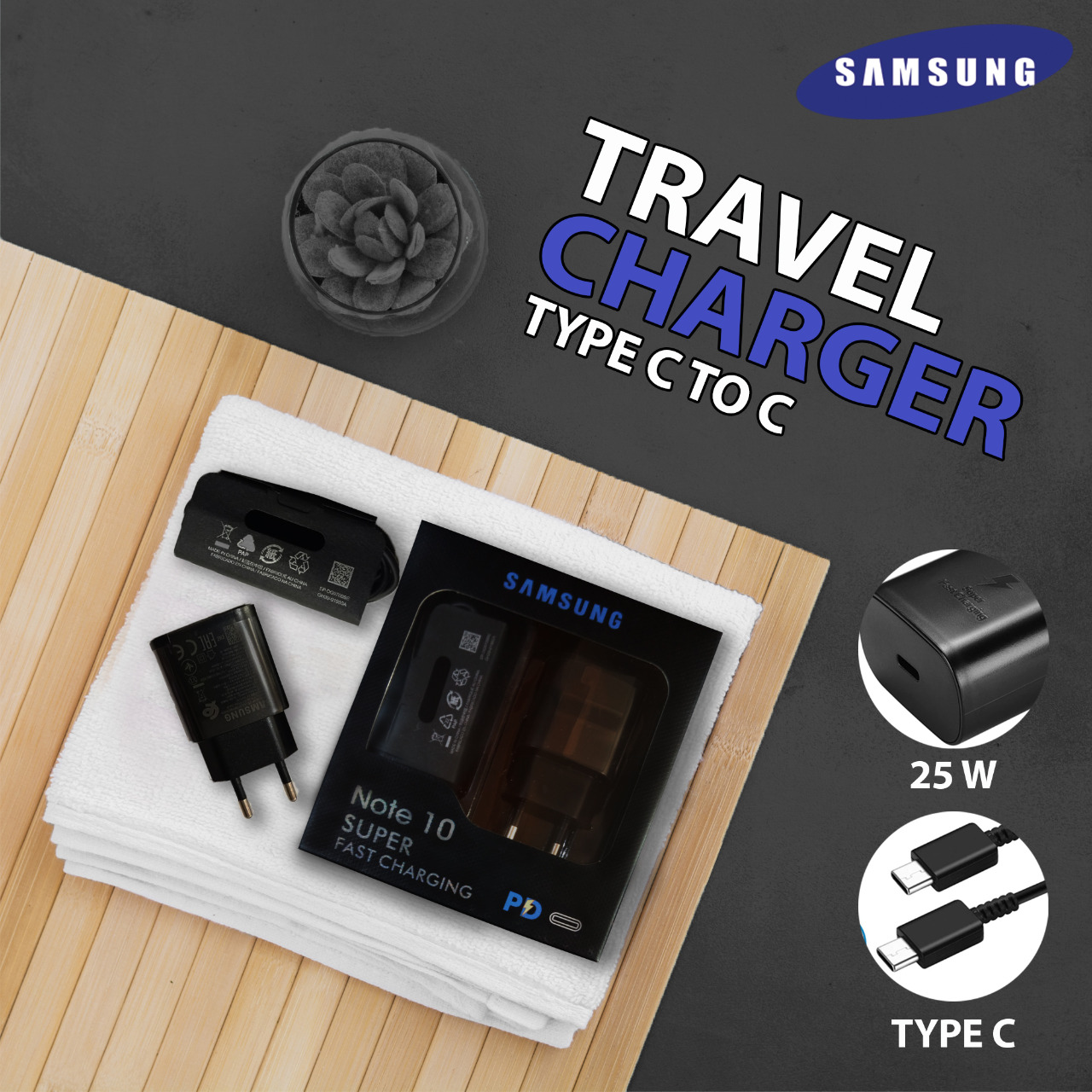 TRAVEL CHARGER SAMSUNG NOTE 10 SUPER FAST CHARGING 25W ORIGINAL